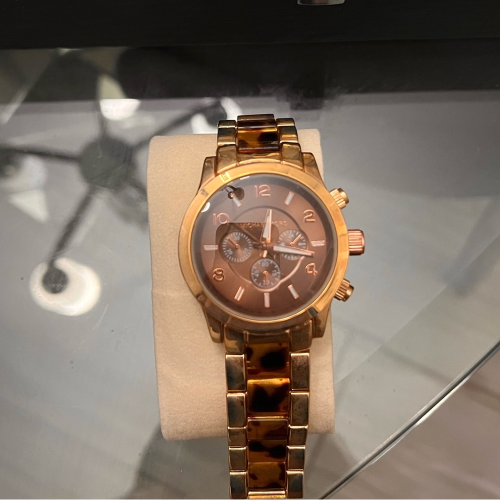 Michael Kors mk womens watch tortoise detail